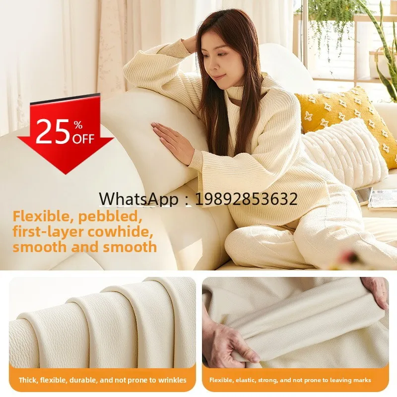

YFY Piano Key Elephant Ear Sofa French Cream Style 2025 New Model Living Room Large Deep Seat Genuine Leather Sofa