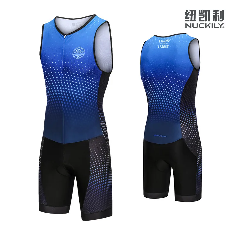 NUCKILY Triathlon Sleeveless Competition Suit, Cycling Suit Running Swimsuit Sleeveless onesie Men's