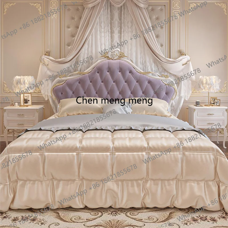 European Frame Bedroom Decor Luxury Organizer Headboard Double Bed Soft Bag Backrest Girls Princess House Furniture