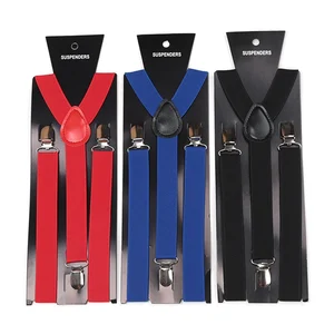 Feste Farbe Elastischer Leder Susperationen Männliche Frauen Schwarz Blau rote Griffe für Hochzeitsgeschenkanzug Rockzubehör verstellbar Hauptaufnahme des Hauptverkaufssuktors - №3