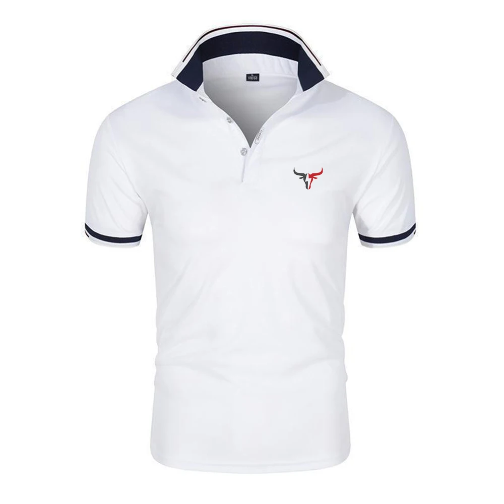 2025 Men New Sport Bull Pattern Six-color Polo Shirts Stand Collar Breathable Sport T-shirt Summer Fashion Short Sleeve