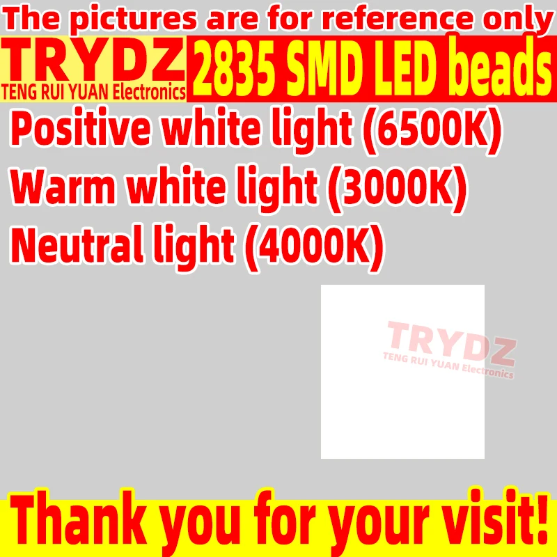 1000pcs New 2835 SMD LED beads 3V6V9V18V36V0.2W0.5W1W warm positive cold white SMD light emitting diode