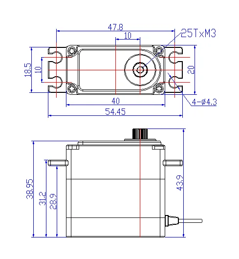 FT830BL Feetech 30kg RC Servo Motor Waterproof High Torque Stainless Steel Gear for 1:5 Scale RC Robotic Arm Model DIY Baja Car