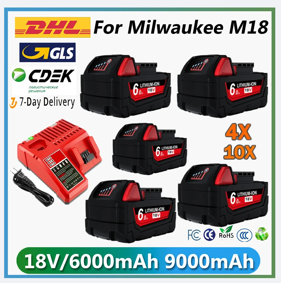 

NEW 18V 9.0Ah Replacement for Milwaukee M18 XC Lithium Battery 48-11-1860 48-11-1850 48-11-1840 48-11-1820 Rechargeable Batteri