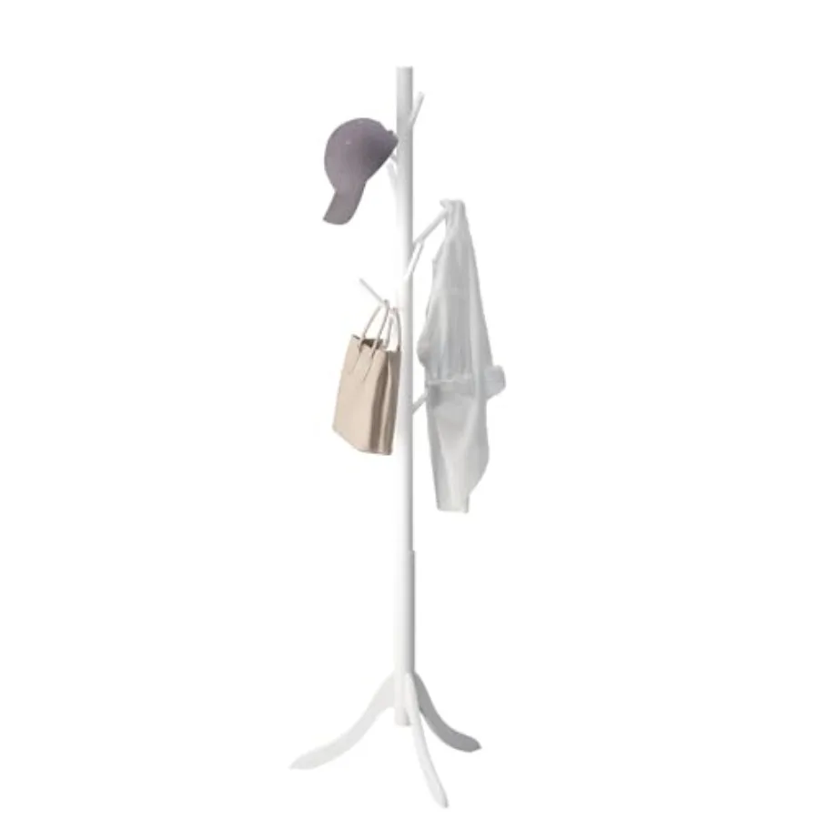 

Coat Rack Stand with 8 Hooks, Adjustable Coat Standing Tree Easy Assembly for Coats, Hats, Scarves and Handbags for Entryway, H