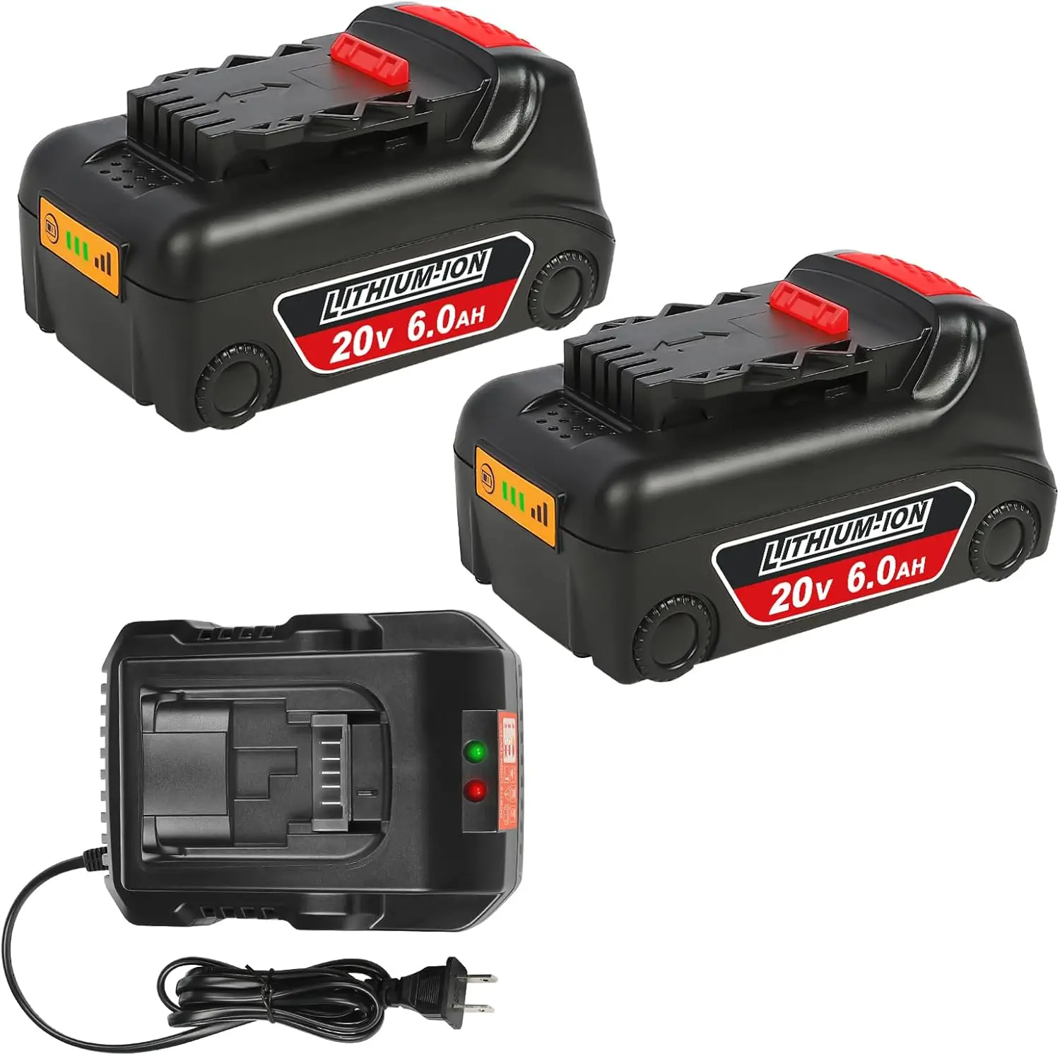 20v Max Battery Replacement for Dewalt 20V 6.0Ah Battery 2Pack with DCB115 Battery Charger Station for DCB201 DCB204 DCB205 DCB2