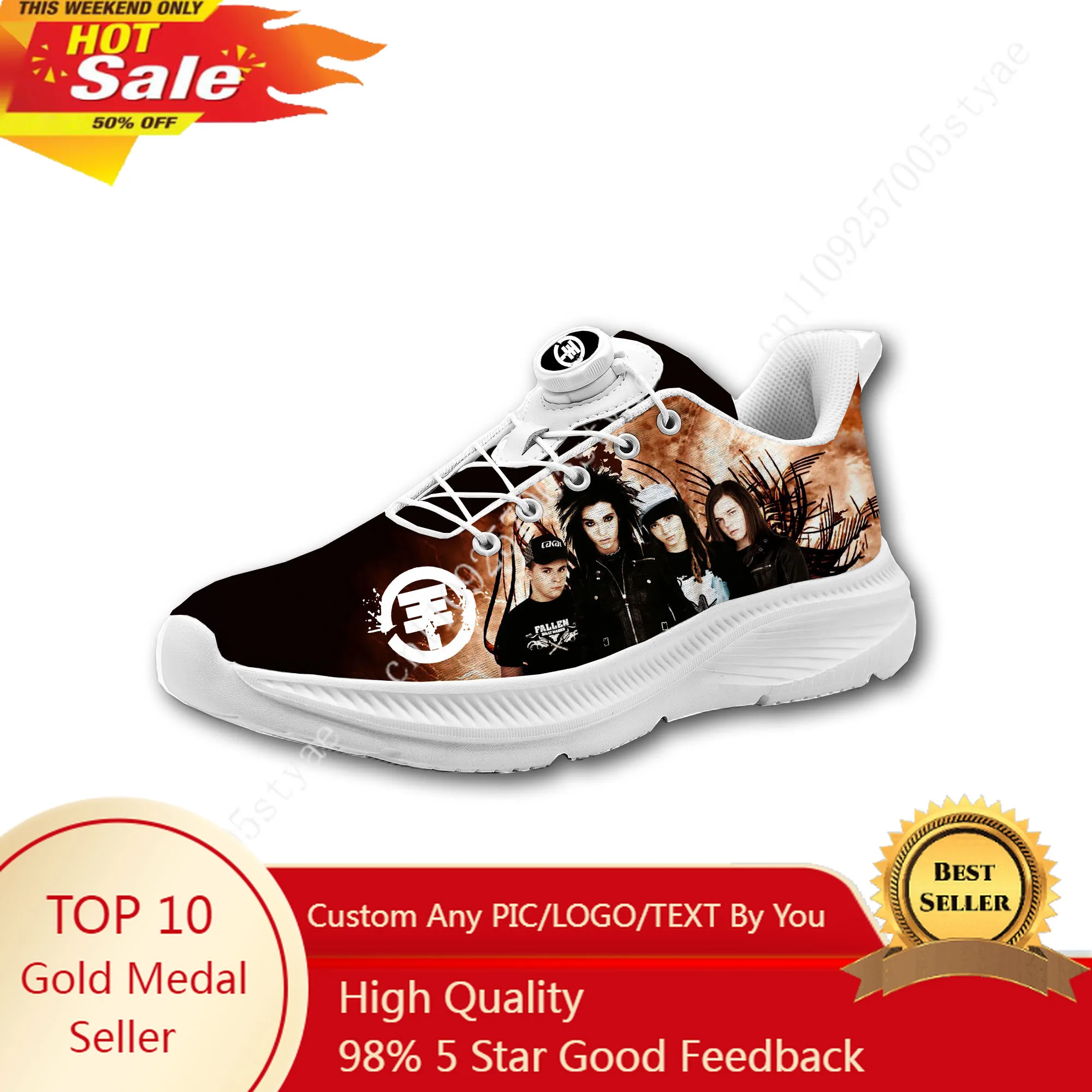 

Tokio Hotel band Mens Womens Casual Hiking Shoes Laceless Rotating Button Sports Shoes lightweight Custom Sneaker