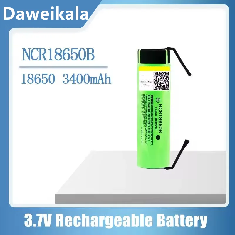 

Daweikala 100% New Original NCR18650B 3.7 v 3400 mah 18650 Lithium Rechargeable Battery Welding Nickel Sheet batteries