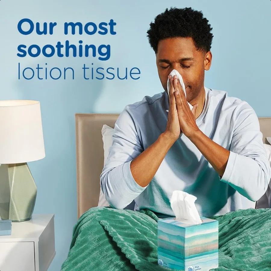 Puffs Plus Lotion Facial Tissues 10 Cubes 56 Tissues Per Box