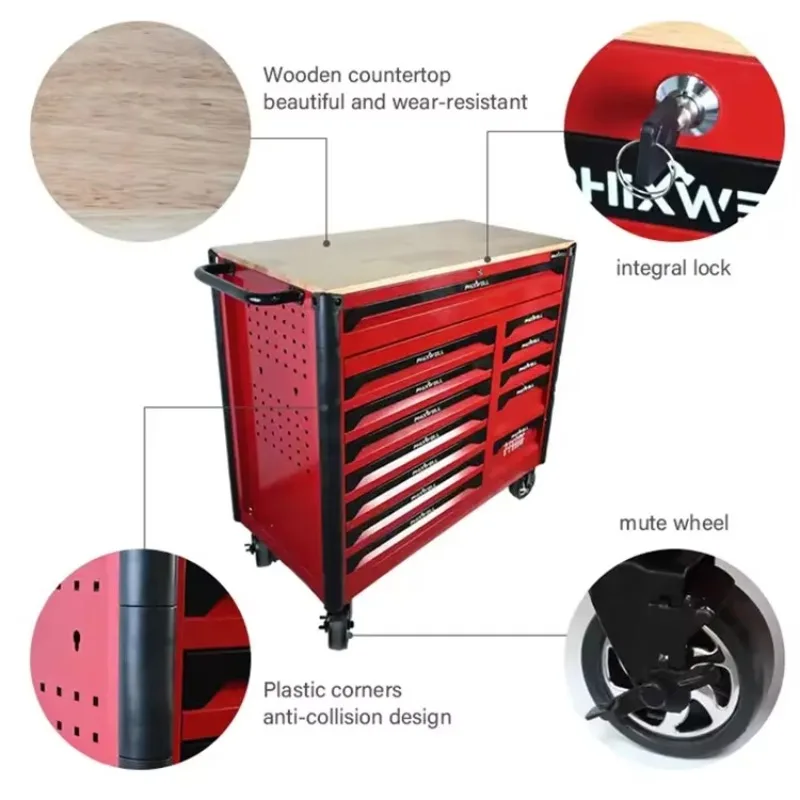 

13 Drawer Tool Chest Workshop Mechanic Tool Trolley With Hand Too Set Jumbo Tool Cabinet