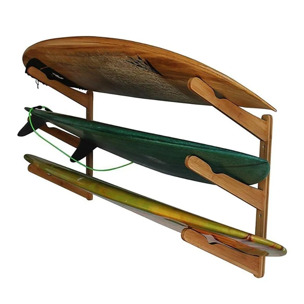 Surfboard Wall Mount Rack Surfboard Storage Rack Wooden Multi Wall Rack Display for Wake Surf Skate and Snowboard