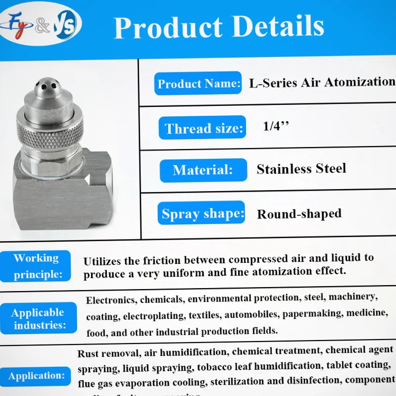 Premium Air Atomizing L Series Misting Nozzle, Water Fog Sprayer for Humidification & Chemical Spraying