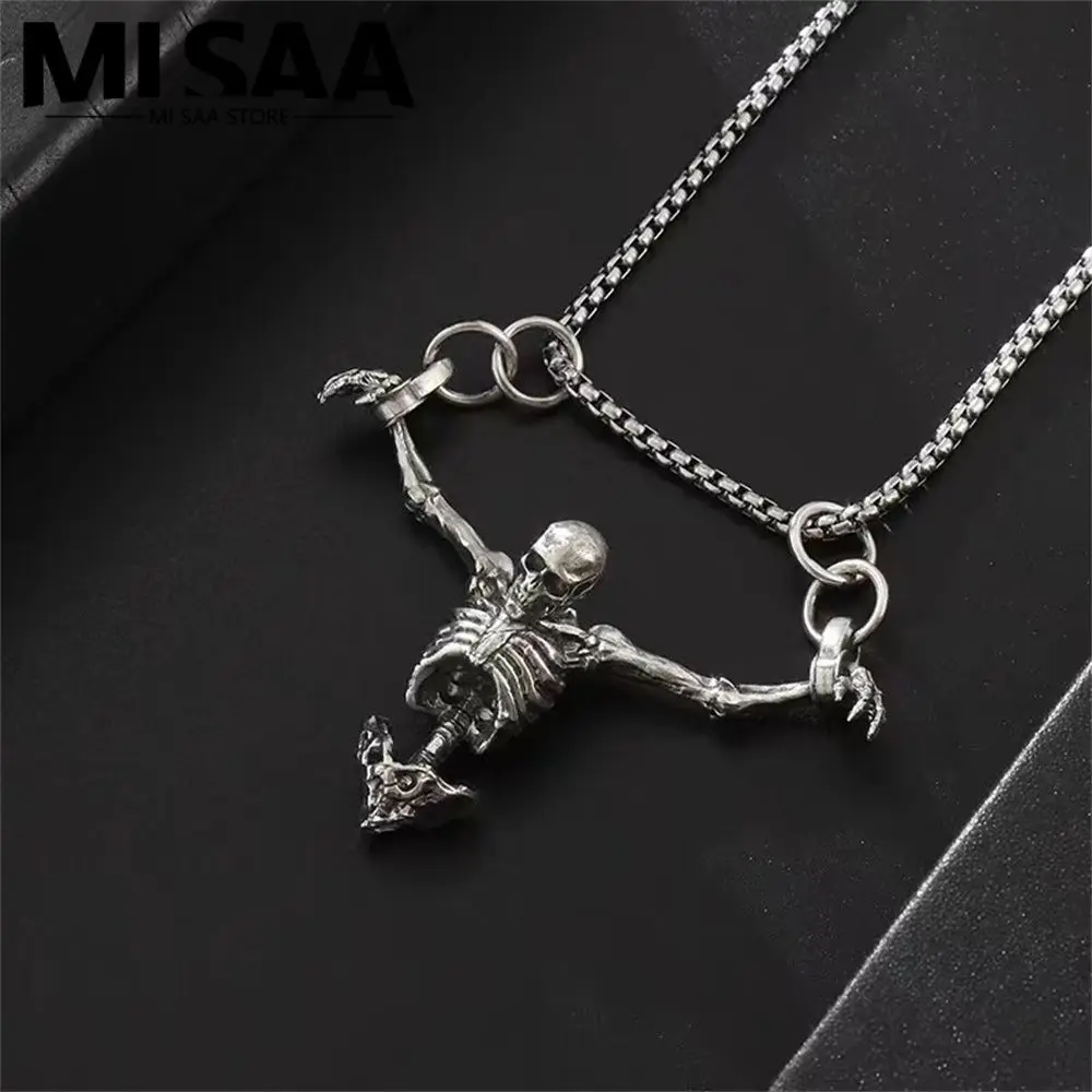 Gorgeous High Quality Unique Punk Skull Necklace Sought After Halloween Punk Skull Necklace Charming Skull Bone Impatient Cool