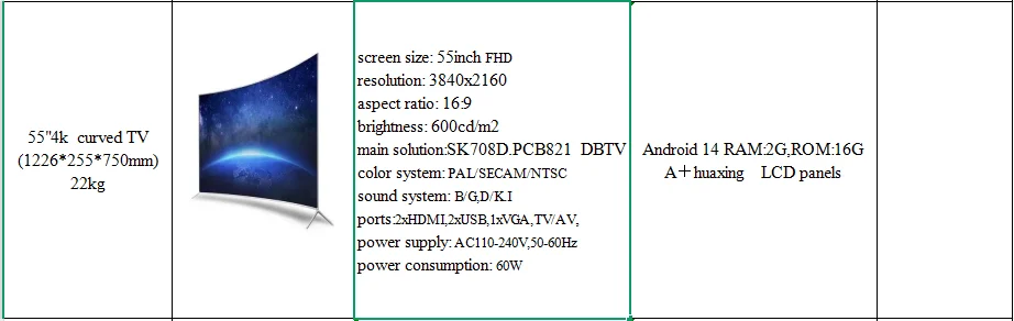 Wholesale LED TV Curved Screen 55 Inch Metal Frame Smart Android LCD TV Ultra HD 4K Smart Television