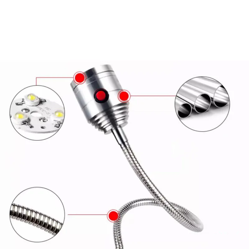 5W Flexible Hose Lamp for Lathe, Milling Machine, Repair Bench, Industrial Lighting，LED Machine Work Light with G-Clamp