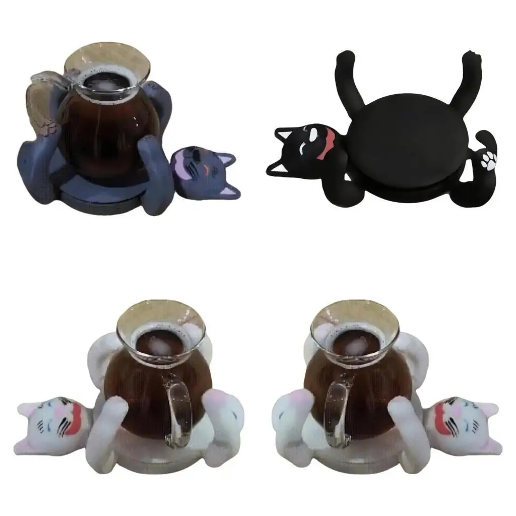 

E8BD Lovely Cats Nonslip Cup Holder Tabletop Drink Desktop Decoration