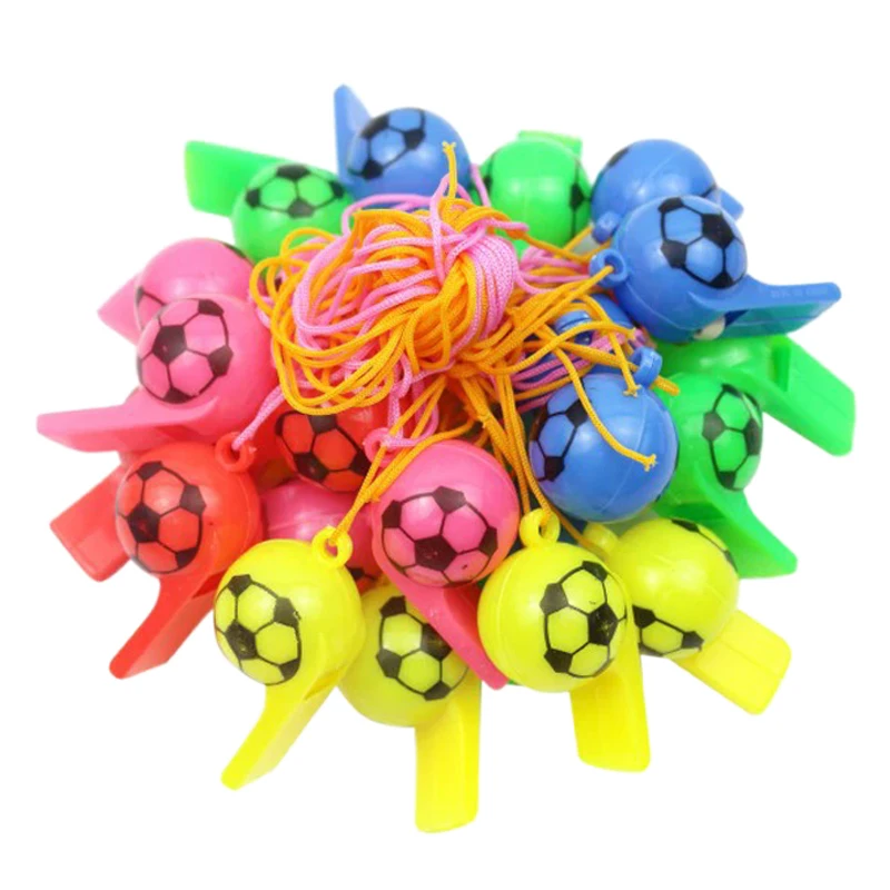 10/20/30pcs Football Style Whistle with Rope Plastic Colorful Sports Competition Cheering Props for Cheerleading Teams TMZ