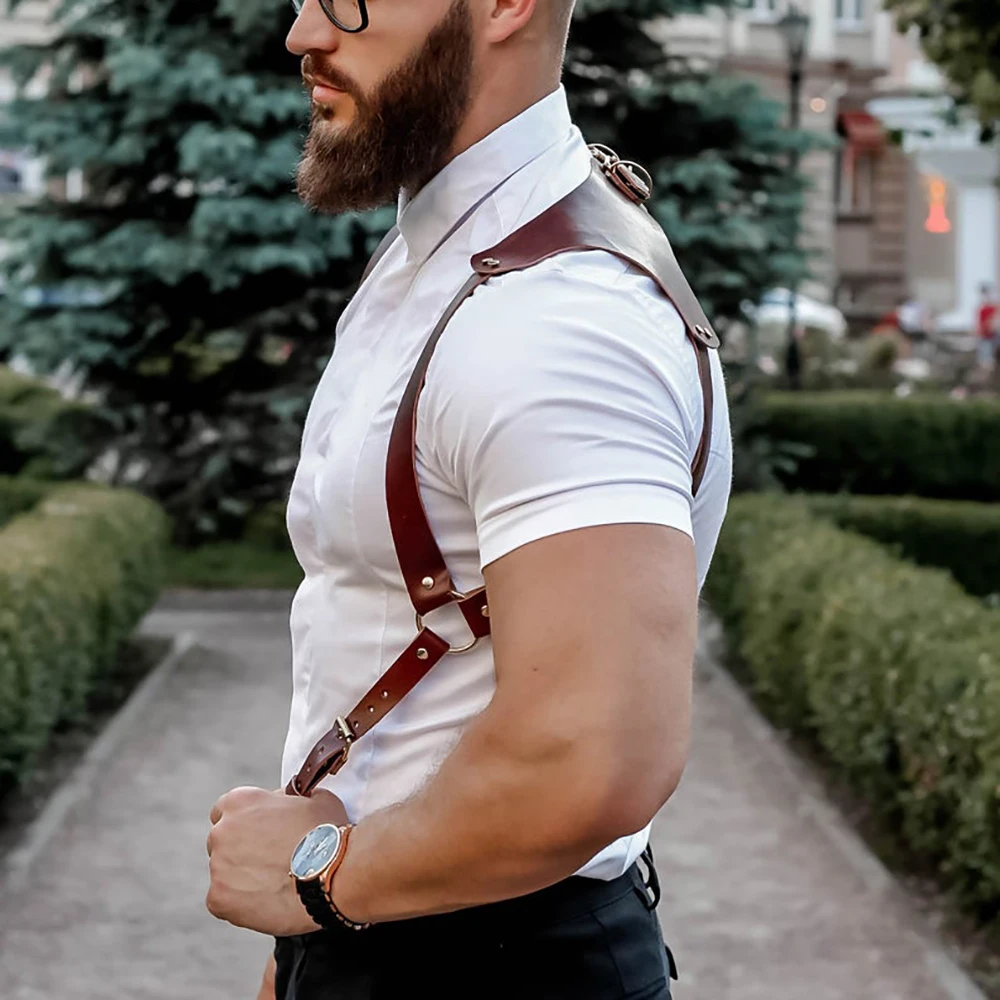 أزياء الحمالات الرجال السراويل الجلدية قابل للتعديل على ظهره الحمالات الحمالات الرجال الكتف الأشرطة حزام الكبار