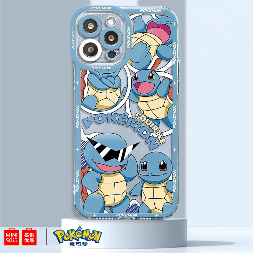 Miniso Pokemon Collaboration Pikachu Gengar Phone Case For iPhone 15 14 13 11 12 16 Pro Max Plus X XR Girl Silicone Phone Case