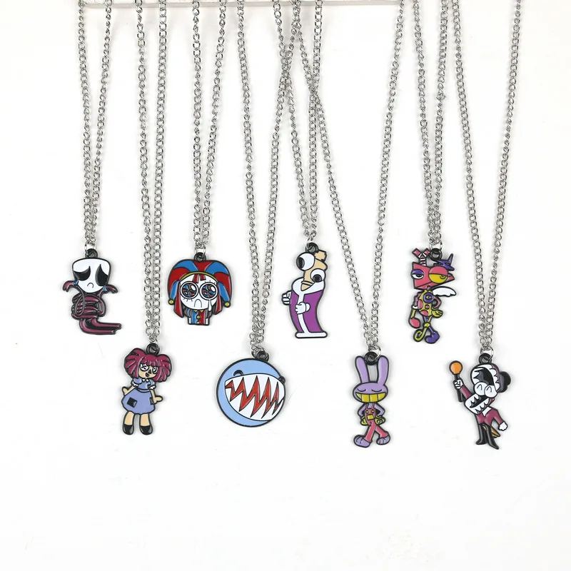 

Amazing Circus Anime Peripherals Pomni Figure Alloy Necklace Collectible Jax Pendnat Collectible Kinger Bag Accessory Toys Gifts