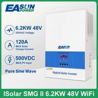 EASUN POWER Newest Soalr Inverter 6200W MPPT 120A 500VDC PV Input 220VAC 48VDC 6.2KW Pure Sine Wave hybrid With WiFI BMS