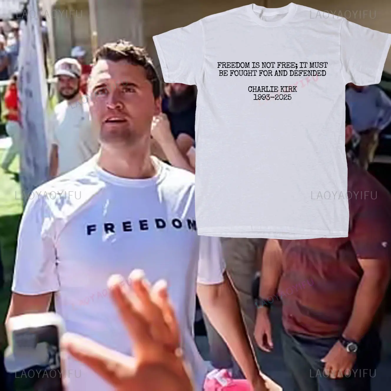 Charlie Kirk Freedom Shirt Freedom Justice for Charlie Kirk Unisex T-Shirt Stand with Charlie Kirk RIP 1993-2025 White Tee