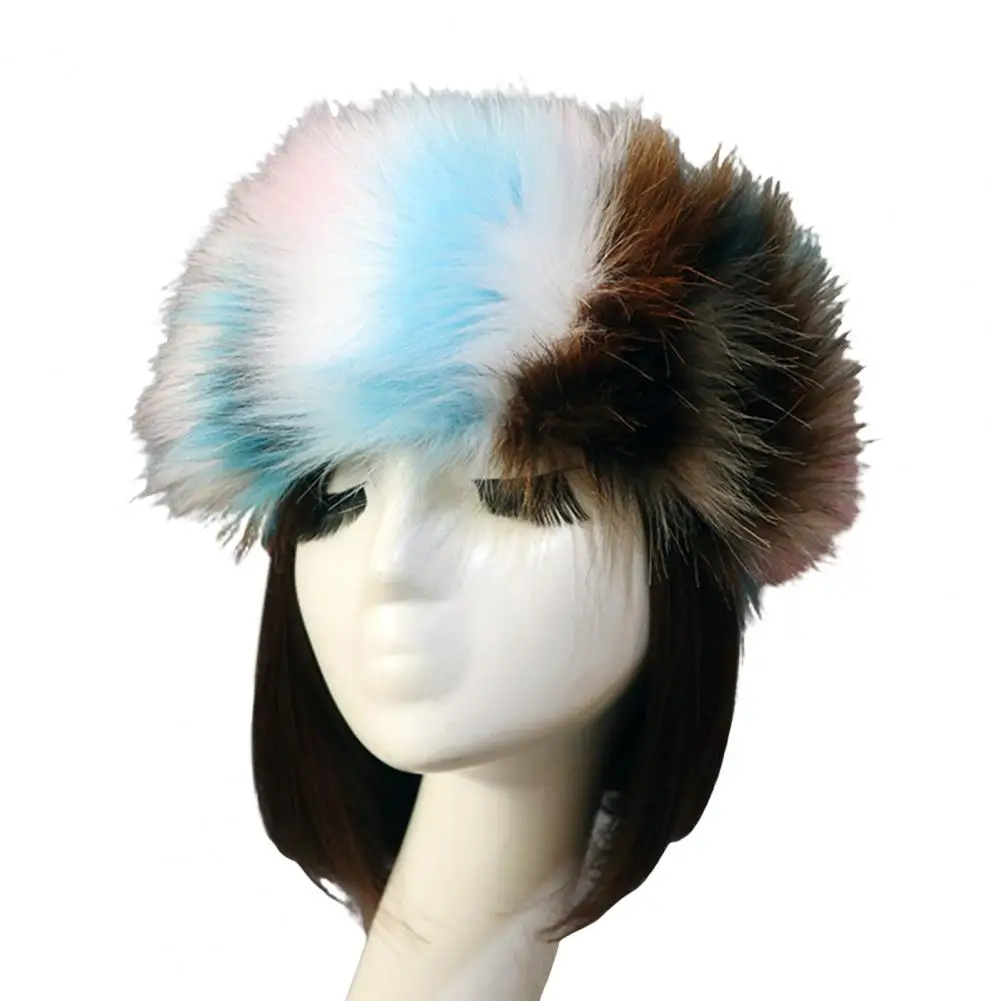 Women Hat Winter Women Hat Colorful Thickened Empty Top Short Plush Windproof Faux Fur No Brim Headband Headdress for Photograph