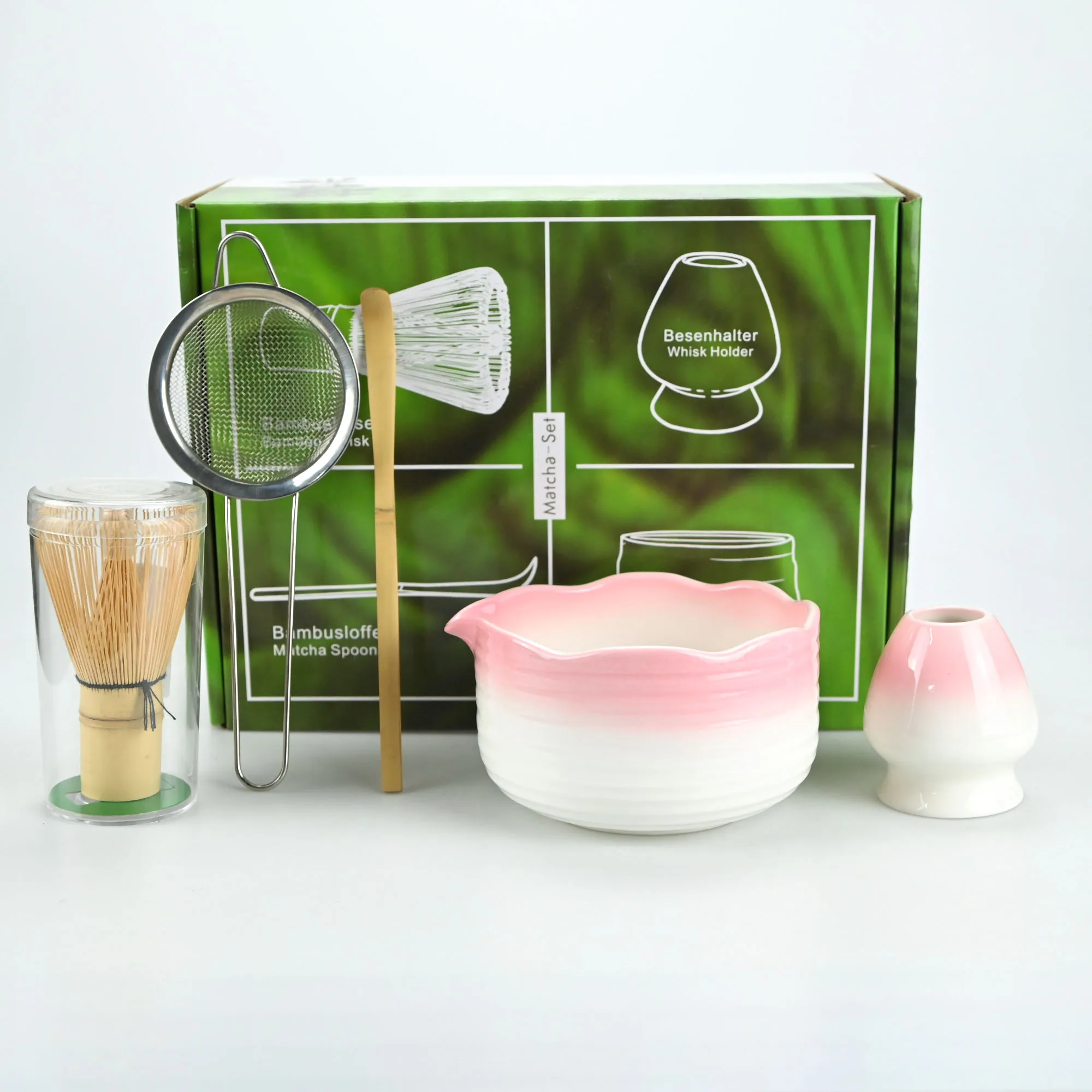 

Matcha Bowl Set -Matcha Bowl, Matcha Whisk (Chasen), Whisk Holder, Sifter, Tea Scoop, Perfect Matcha Starter Kit for Matcha Tea