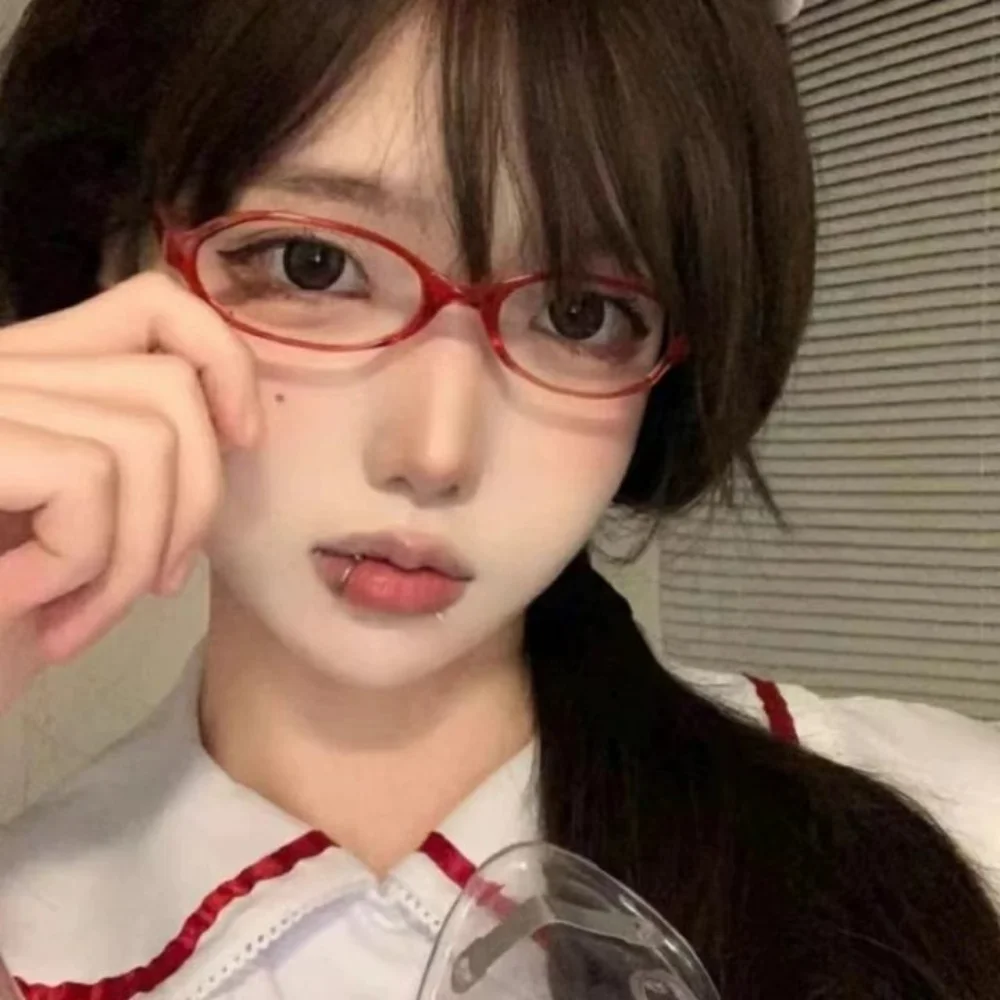 Trendy Y2K Anti Blue-ray Glasses Retro Lightweight Oval Glasses Transparent Ins Small Frame Eyewear Student