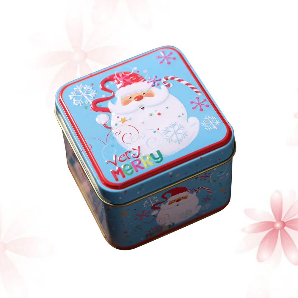 Christmas Gift Canister Tins Cookie Jar Square Boxes Candy Tea Leaf Container Tinplate Biscuit Xmas Vintage