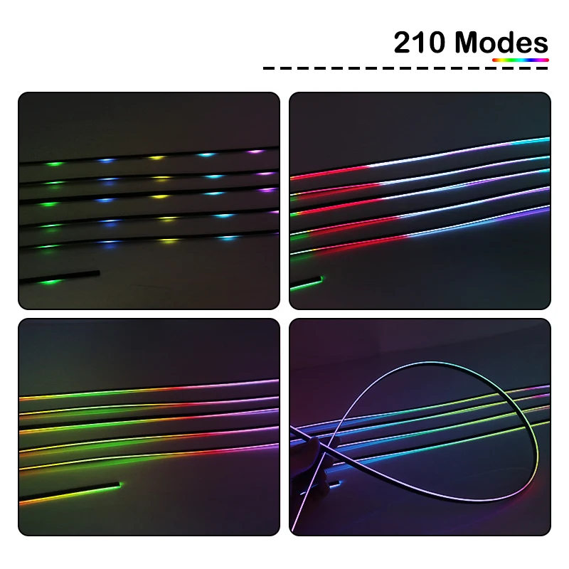 18 em 1 cor streamer luzes ambientais do carro rgb 64 cores universal led interior escondido tira acrílica sinfonia atmosfera lâmpada