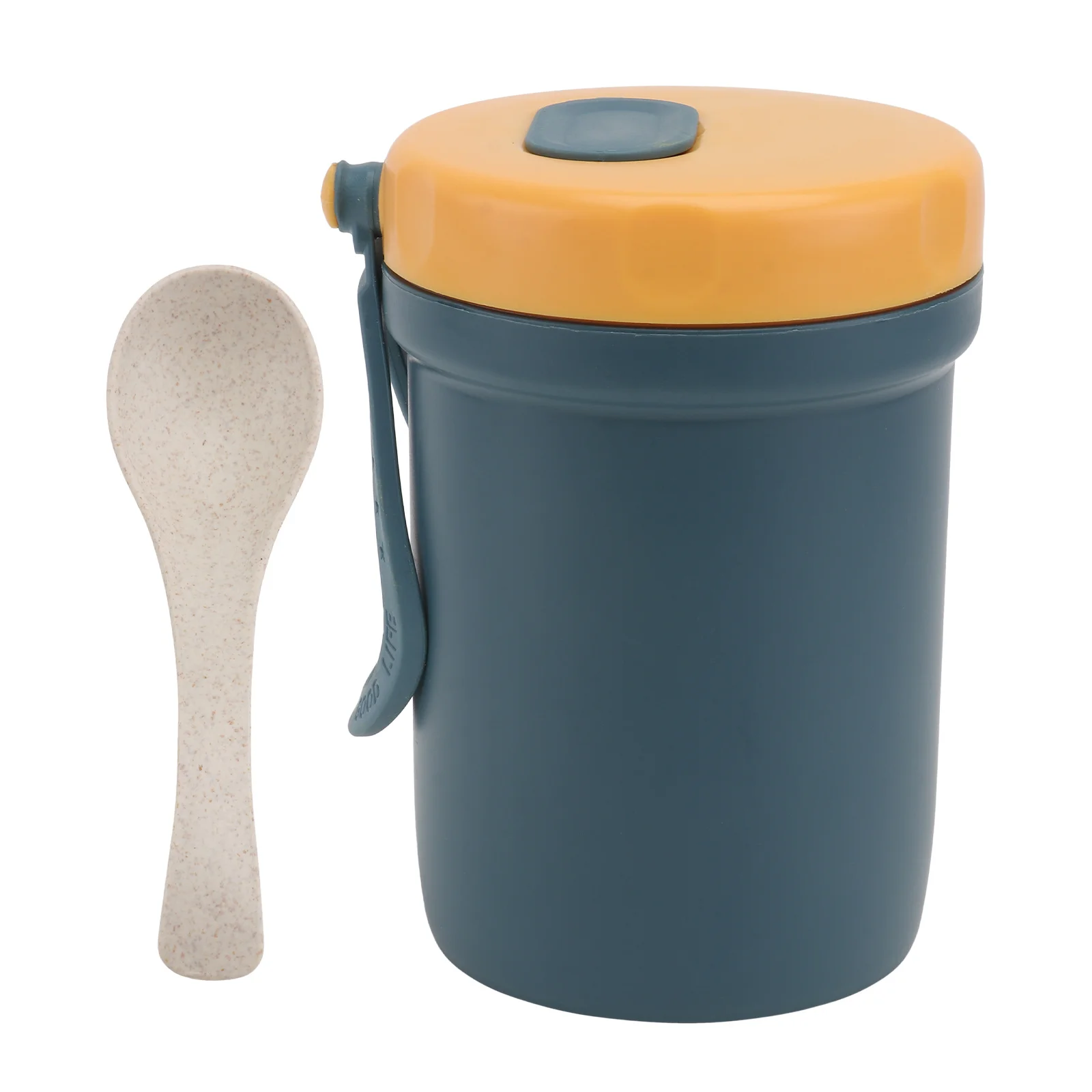 كوب شوربة معزول مدمج لعصيدة الإفطار وحساء الميكروويف وغطاء حاوية طعام بلاستيكية آمنة باللون الأزرق الداكن #1