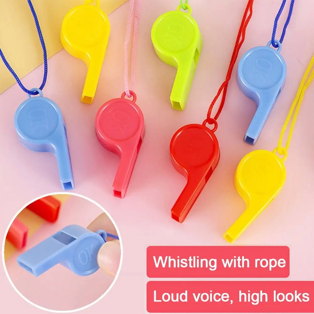 10Pcs with Rope Football Whistle Random Color 2 Styles Cheerleader Cheering Props Whistle Children's Whistle