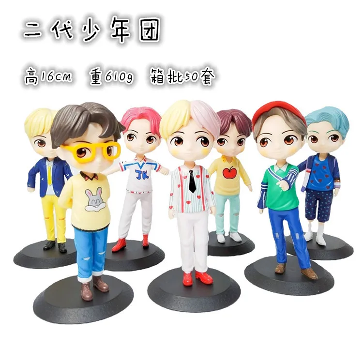 16CM 7pcs/Set Bangtan Boys Groups Rm Jin Suga Jhope Jimin V Jungkook Doll Model Toys Action Figure Star Idol Cute Army Gift