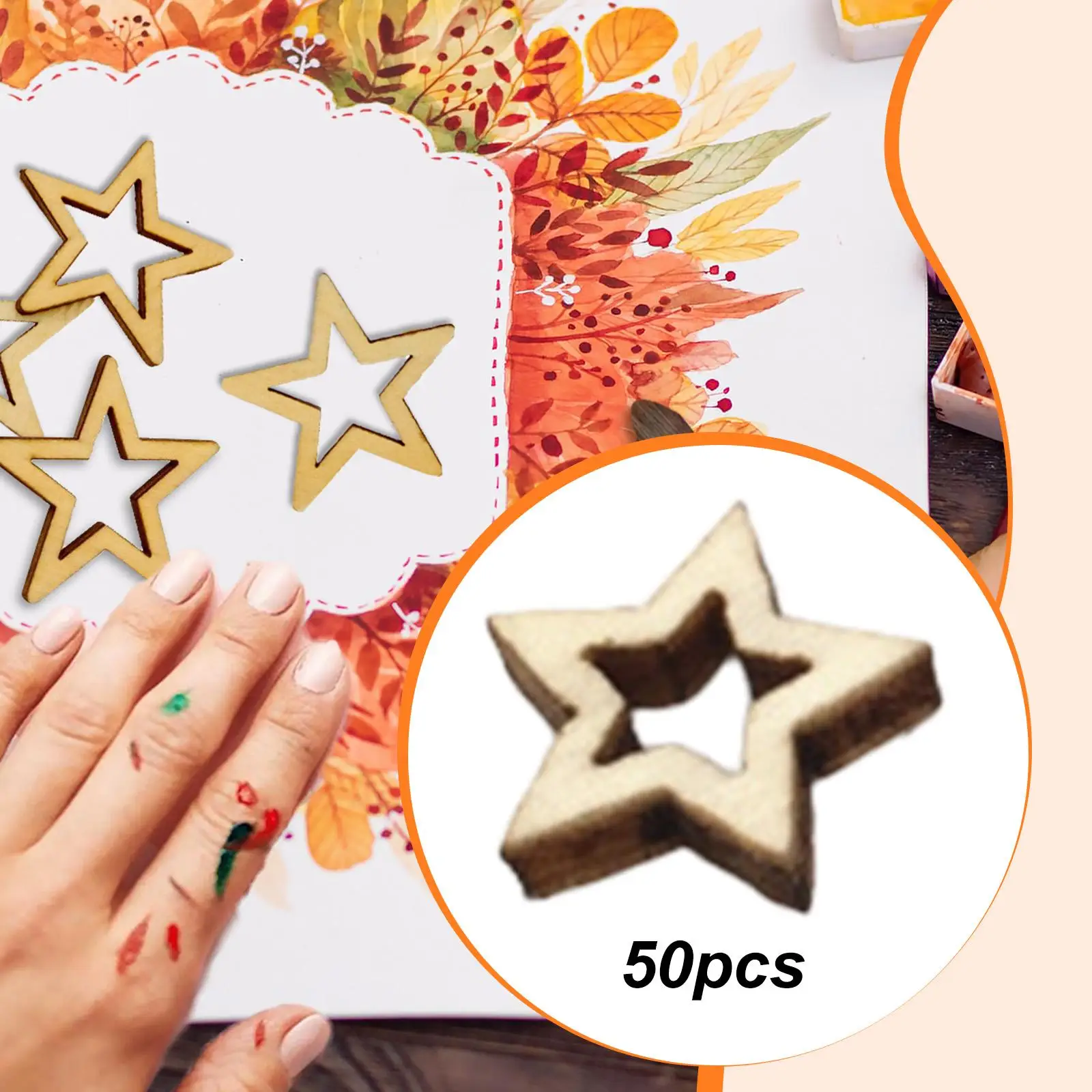 قطع خشبية غير مكتملة على شكل نجمة مجوفة، قطع زينة خشبية، أطواق نجوم، علامات خشبية لتعليق زينة عيد الميلاد #1