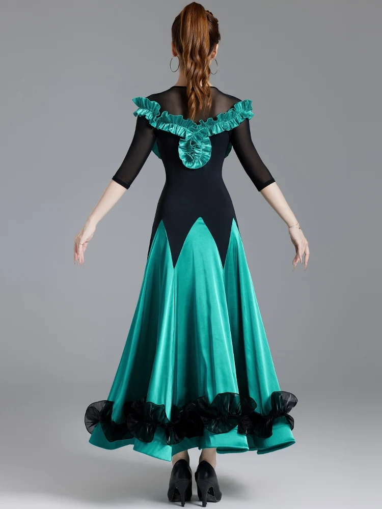 Robe de danse moderne pour femmes, costume de danse standard national de valse, grandes jupes pivotantes, vêtements de salle de Rhpour adultes, nouveau, 2024