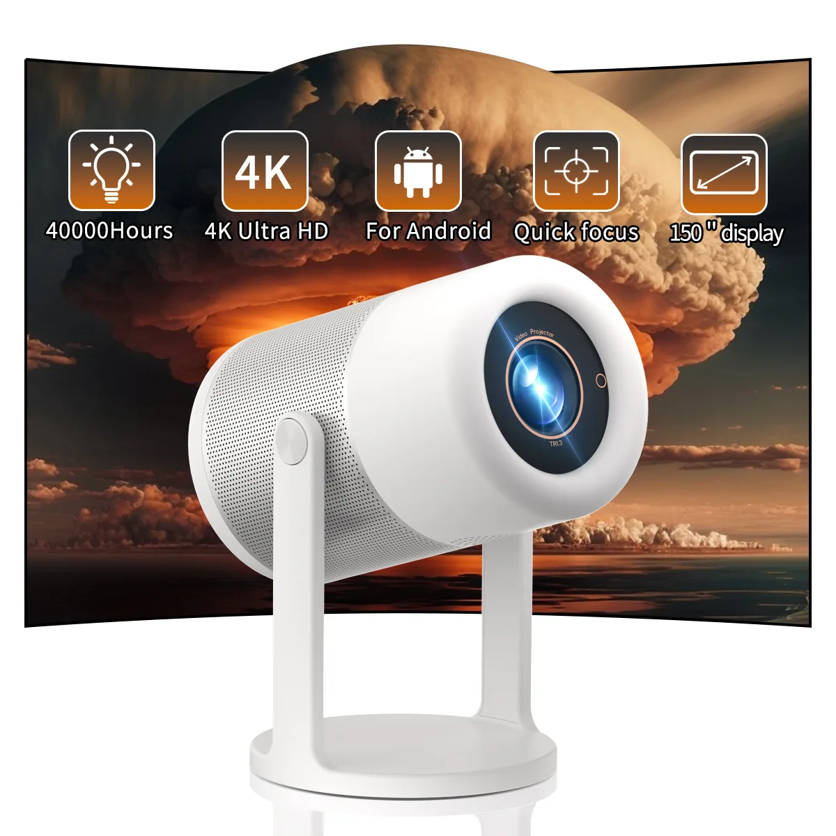 

Portable 150 Ansi Projector Android 1080P Supports 4K 180 ° Rotating LED 5G WIFI Beamer Smartphone Home Theater