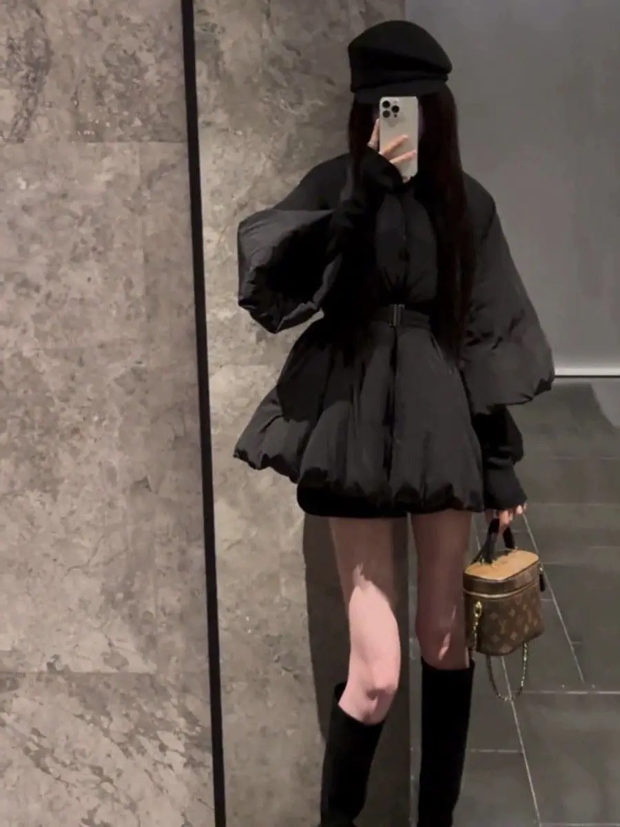 Down Coat Stand Collar Black Parkas Autumn Winter Chaquetas Para Mujer Overcoat Street Outwear Slim High