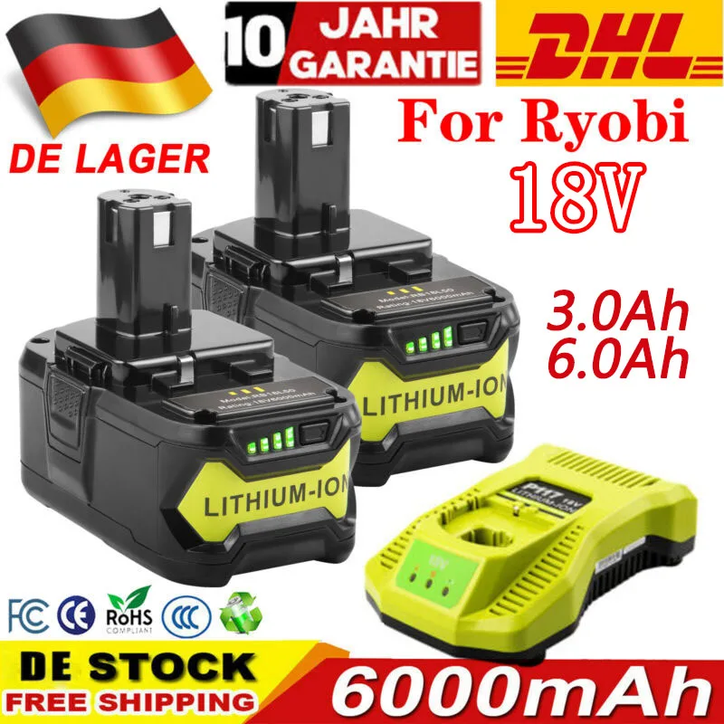 

For Ryobi 18V Cordless Tool Battery RB18L25 P107 P108 P109 P102 P103 3/6Ah For Ryobi 18V Replacement Lithium Battery