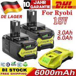 For Ryobi 18V Cordless Tool Battery RB18L25 P107 P108 P109 P102 P103 3/6Ah For Ryobi 18V Replacement Lithium Battery