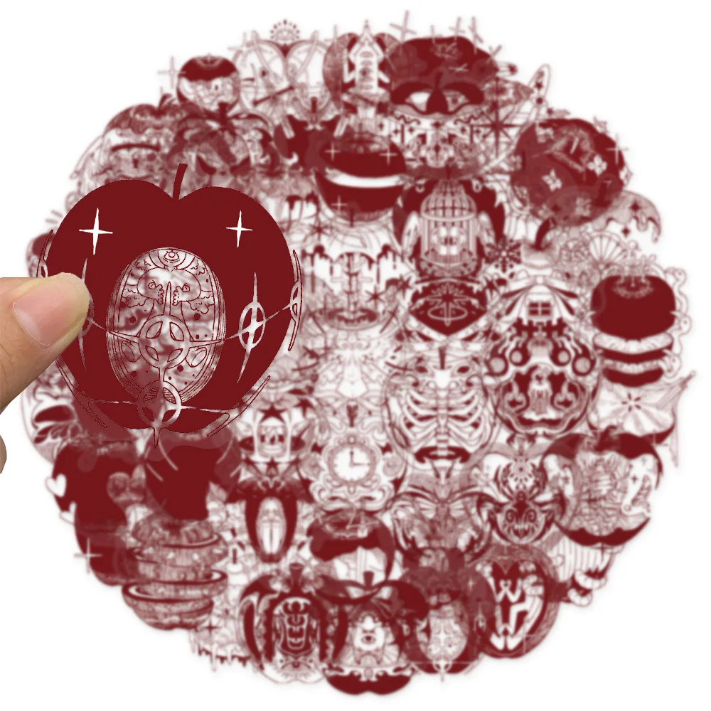 50 pezzi adesivi trasparenti mela rossa adesivi creativi fai da te istruzioni etichette tablet decorazione PC adesivi giocattolo PET