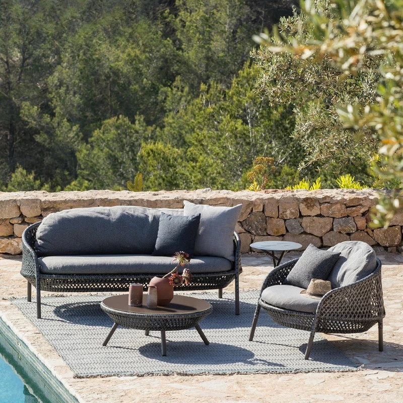 

Leisure rattan tables and chairs three-piece villa garden balcony cafe rattan chairs sofa creative high-end outdoor furniture