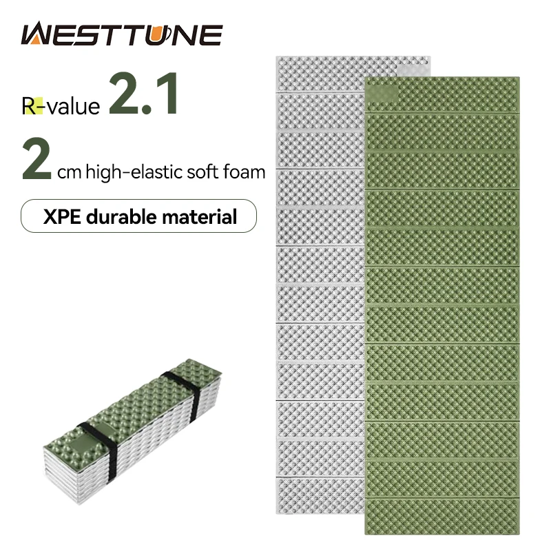 WESTTUNE Aluminiumfolie Eierkarton-Schlafmatte Tragbare Faltbare Isolierte Campingmatte Feuchtigkeitsbeständige Isoliermatte zum Wandern