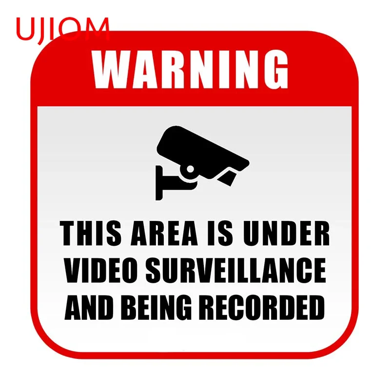 UJIOM DIESER GEBIET IST UNTERVIDEO SURVEILLANCEAND Warnung Wandaufkleber Zimmertür Aufkleber Wasserdicht Wohnzimmer Schlafzimmer Dekoration