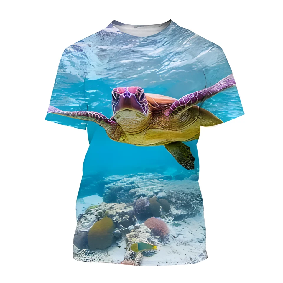 

Новая футболка с 3D-принтом черепахи, мужская и женская модная одежда в американском стиле, футболка большого размера, топ, детская одежда