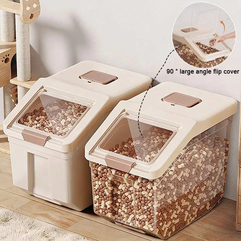 Container de Armazenamento de Ração para Gatos e Cães de Grande Capacidade 11/22LB, Caixa de Ração Seca com Tampas e Vedação Hermética, Caixa de Armazenamento de Grãos e Arroz para Cozinha