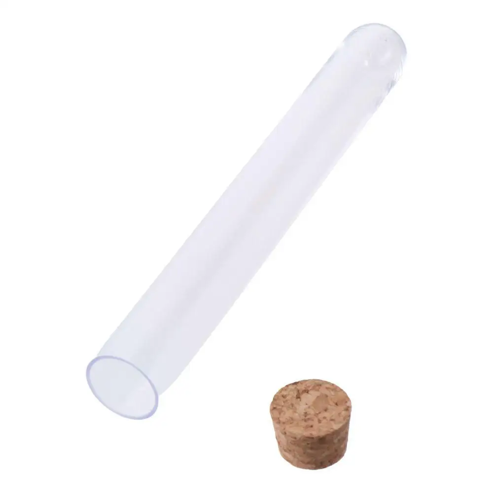 Wide Application with Cork Stoppers Plastic Test Tubes Round Base Storage for Scientific Experiments Container
