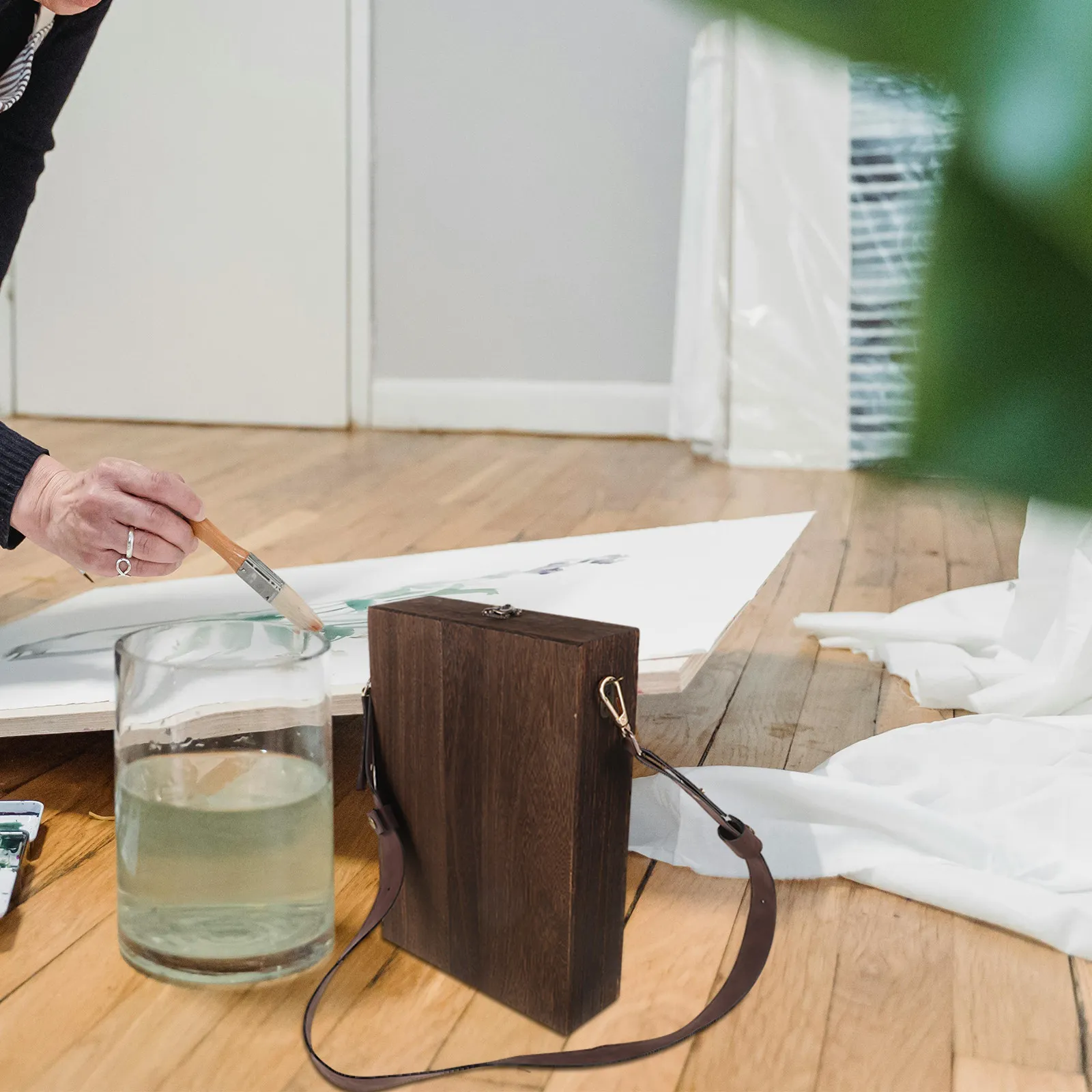 

Деревянный кейс-органайзер 13x9 дюймов для кистей, ручек, красок, сумка через плечо для писателей и дизайнеров