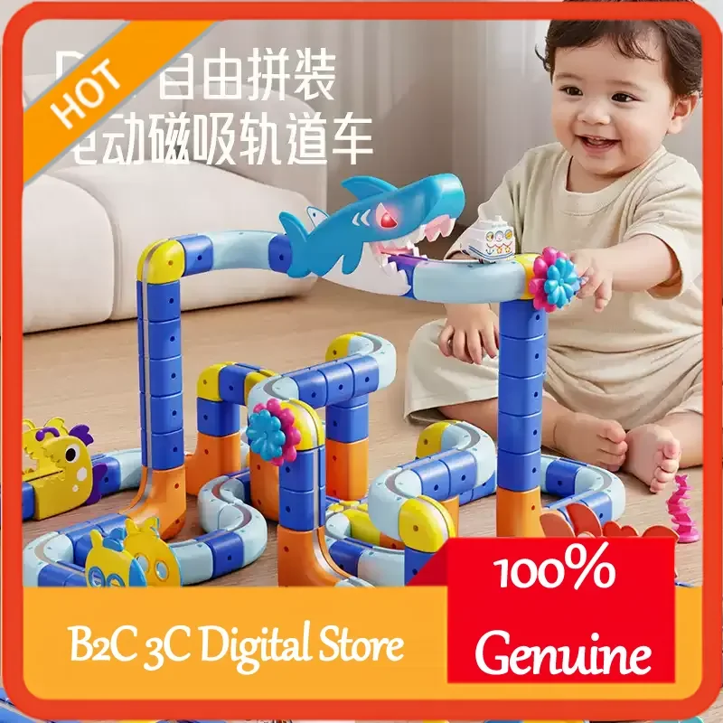 Elektrische magnetische racewagen met pull-back-functie Zwaartekrachtglijbaan met oceaanthema Educatief speelgoed voor kinderen Kerstcadeau