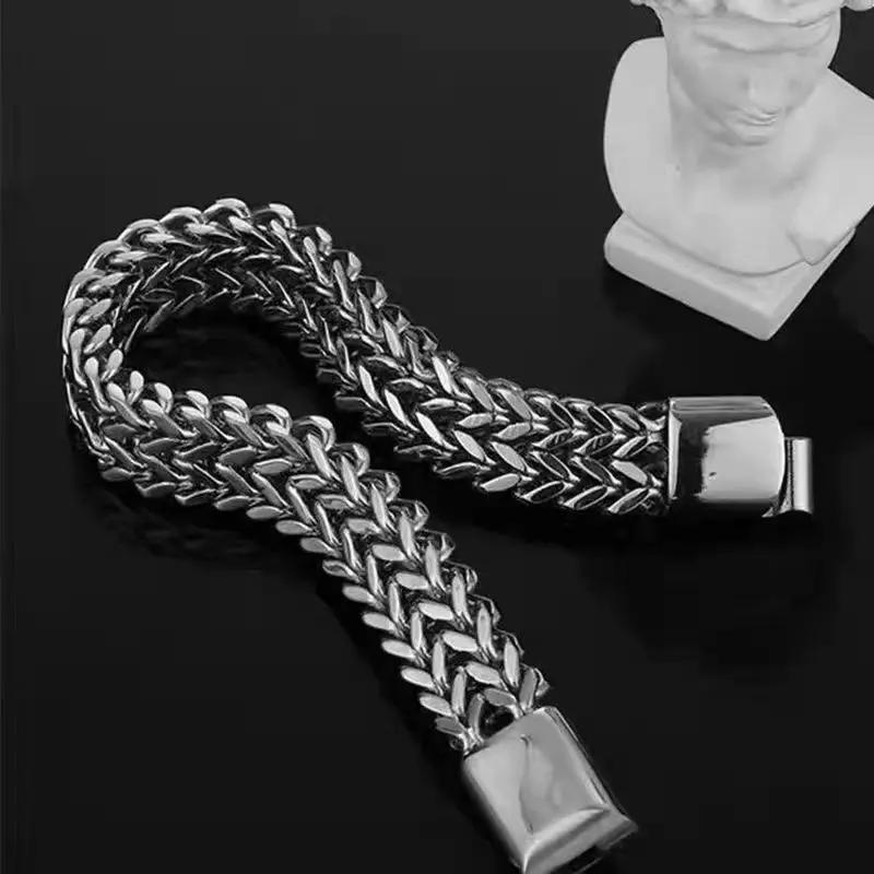 High Quality 316L Stainless steel Smooth Cuban Bracelet Men Women Strong Solid Chain Hip Hop Tricycle Jewelry